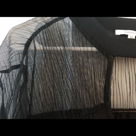 NWOT Maurices Black Blouse with mesh shoulders and sleeves plus size 1 (16-18) - Picture 3 of 7